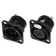 thumbnail image 1 of Uxcell 2 paquetes de conector de panel XLR macho hembra de 4 pines, adaptador de micrófono para mezclador, amplificador de potencia, negro, 1 of 6
