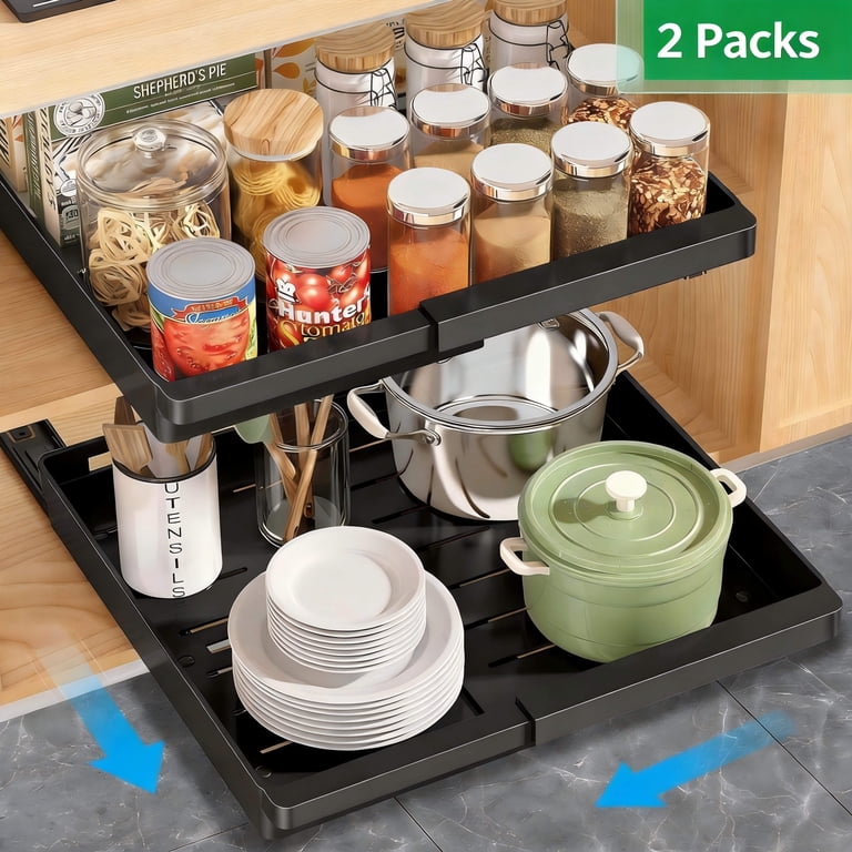 Aokiwo Pull Out Cabinet Organizer, 2-Pack, Black photo 2