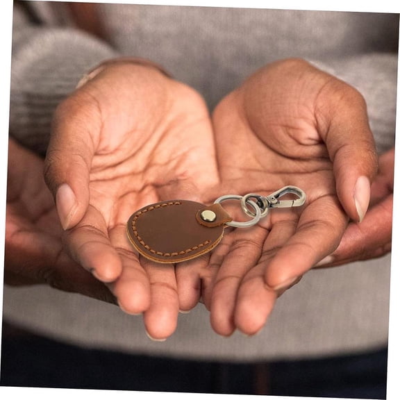 Portable Leather Keychain with Screwdriver Key Ring 4.5x5.5cm Brown Protective Case