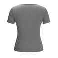 thumbnail image 5 of Fengqque Women's Knitted Rib T Shirt Half Zip V Neck Short Sleeve Casual Summer Slim Fit Top Gray L(L), 5 of 6