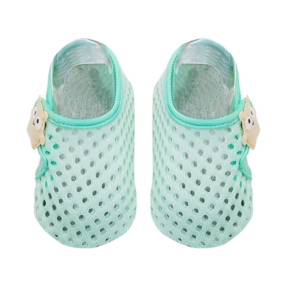 Xfvqtps Baby Walking Shoes with Grippy Cute Print Mesh Hollow out Breathable Non Slip Comfortable Soft Soled Summer Prewalker Green