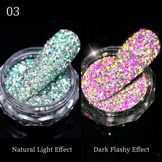 1 caja de polvo de purpurina para espejo de uñas, polvo metálico colorido, efecto de Metal, purpurina dorada para uñas, esmalte de Gel UV, polvo de copos de cromo Dengxun unisex