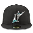 thumbnail image 2 of Men's New Era Black Florida Marlins Cooperstown Collection Wool 59FIFTY Fitted Hat, 2 of 4