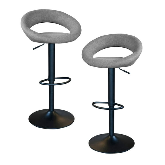 Offex Adjustable Height Bar Stool with Matte Black Pedestal Base - Set of 2