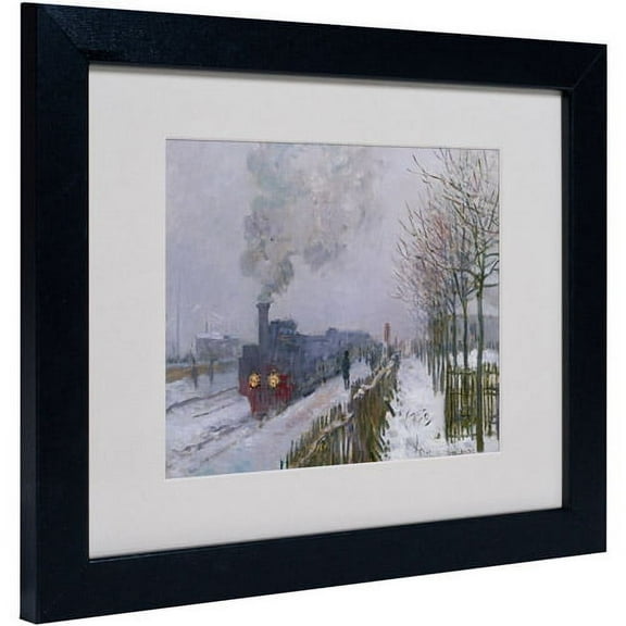 Trademark Fine Art "Train In the Snow" Matted Framed Canvas Art by Claude Monet