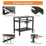 PIZZELLO Outdoor Grill Dining Cart Movable Pizza Oven Trolley BBQ Stand Double -Shelf Outdoor