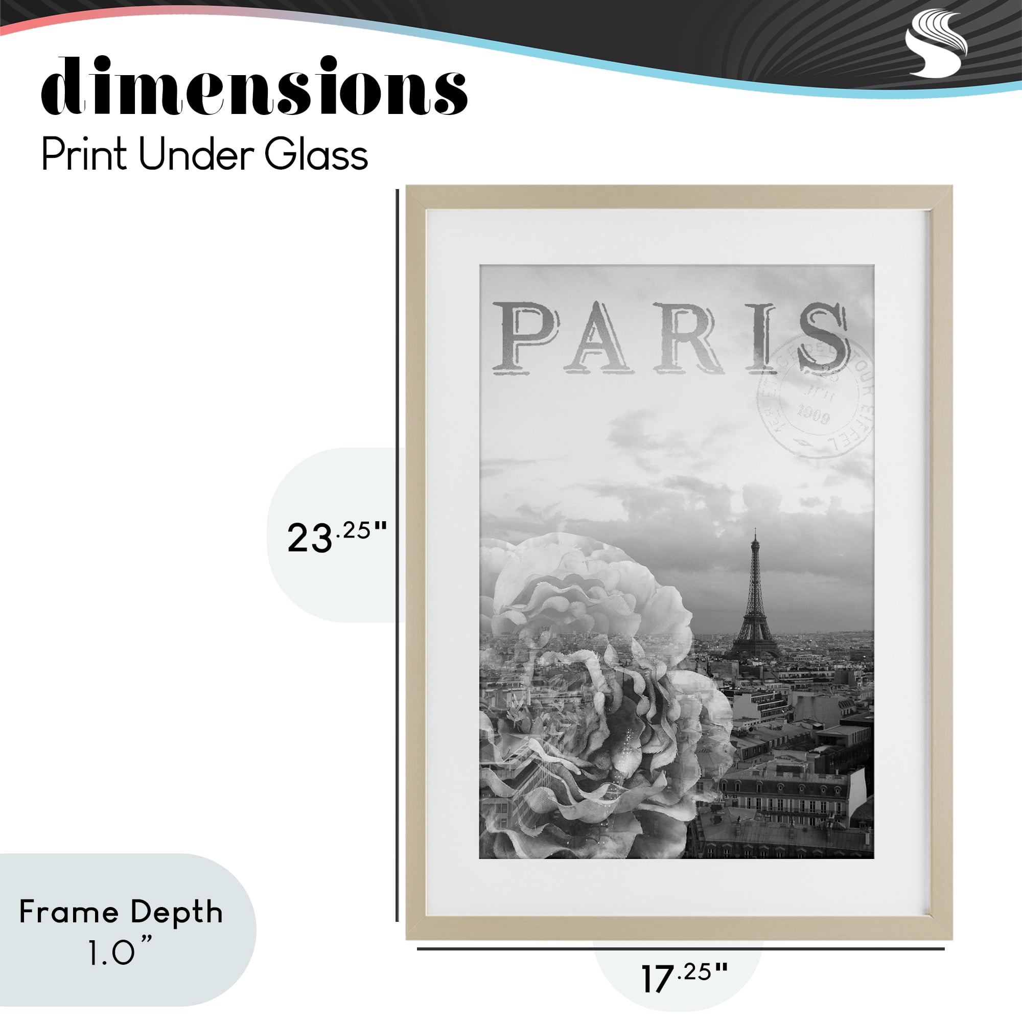 Stupell Industries Paris Postcard in Monochrome Birch Framed Print Under Glass, design by Emily Navas