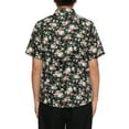 thumbnail image 3 of Unique Bargains Men's Summer Button Floral Cotton Short Sleeve Hawaiian Shirt 34 Black, 3 of 7