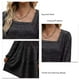 thumbnail image 5 of Vestido de manga larga, cuello cuadrado, color puro, diseño escalonado, manga abombada, vestido de túnica de verano para mujer, para fiesta, oficina, negro, gris, S, 5 of 6