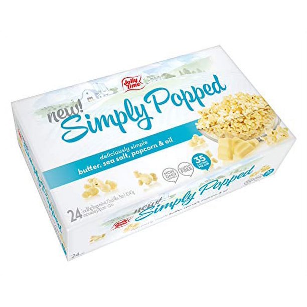 JOLLY TIME Premium Flavored Microwave Popcorn, Gluten Free, Gourmet Bulk Box, 24 Count (Simply
