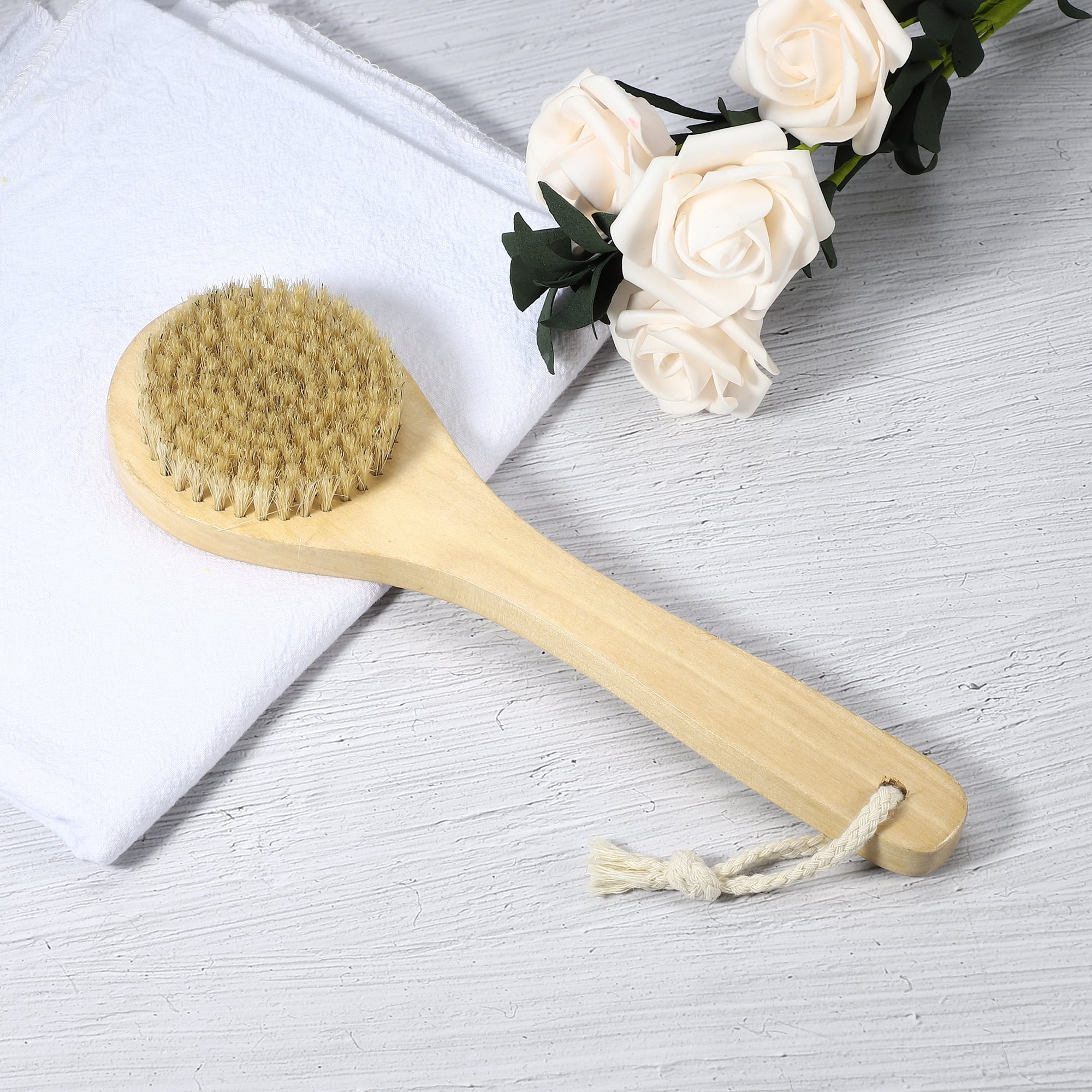 Unique Bargains Medium Round Head Shower Brush 10.24" Length Yellow 1 Pc