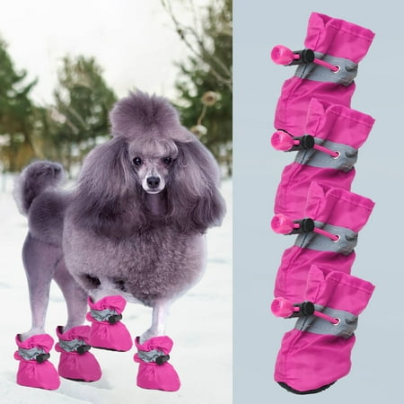 Jacenvly Christmas Tree Ornaments Dog Shoes for Small Dogs Dog Shoes Paw Protector with Reflective Straps Non Slip and Water Proof Dog Booties Puppies 4Pc Bedroom Decor