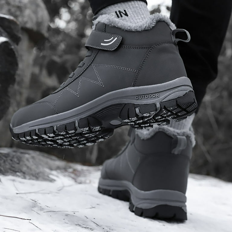 Akiihool Snow Boots for Men Wide Width Lightweight Winter Boots Anti Slip Lightweight Ankle Grey 9.5 Walmart