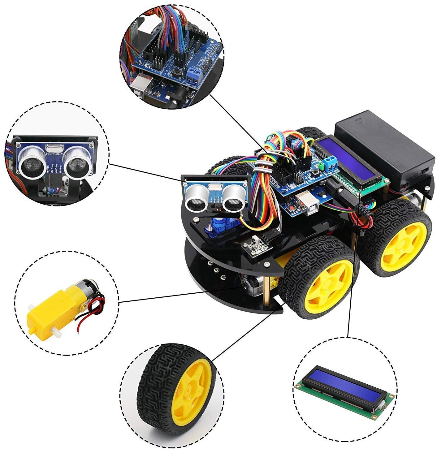 LAFVIN Smart Robot Car Kit – 2WD UNO R3 Car Kit with Ultrasonic Sensor ...