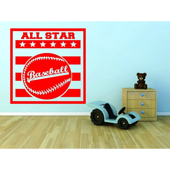 Wall Design Pieces All Star Baseball Sport Boy 20x20 Inches