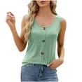 thumbnail image 3 of XMMSWDLA Button Front Scoop Neck Womens Tank Tops, Casual Sleeveless Shirts Summer Green Ladies Tank Tops, 3 of 5