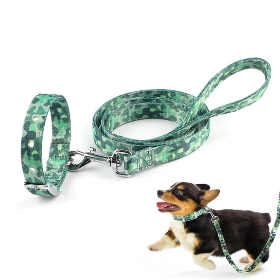 Charkool Camo Dog Collar and Leash Set, Heavy Duty Skin-Safe Adjustable Collar for Daily Walking Hiking Small Medium Large Dogs