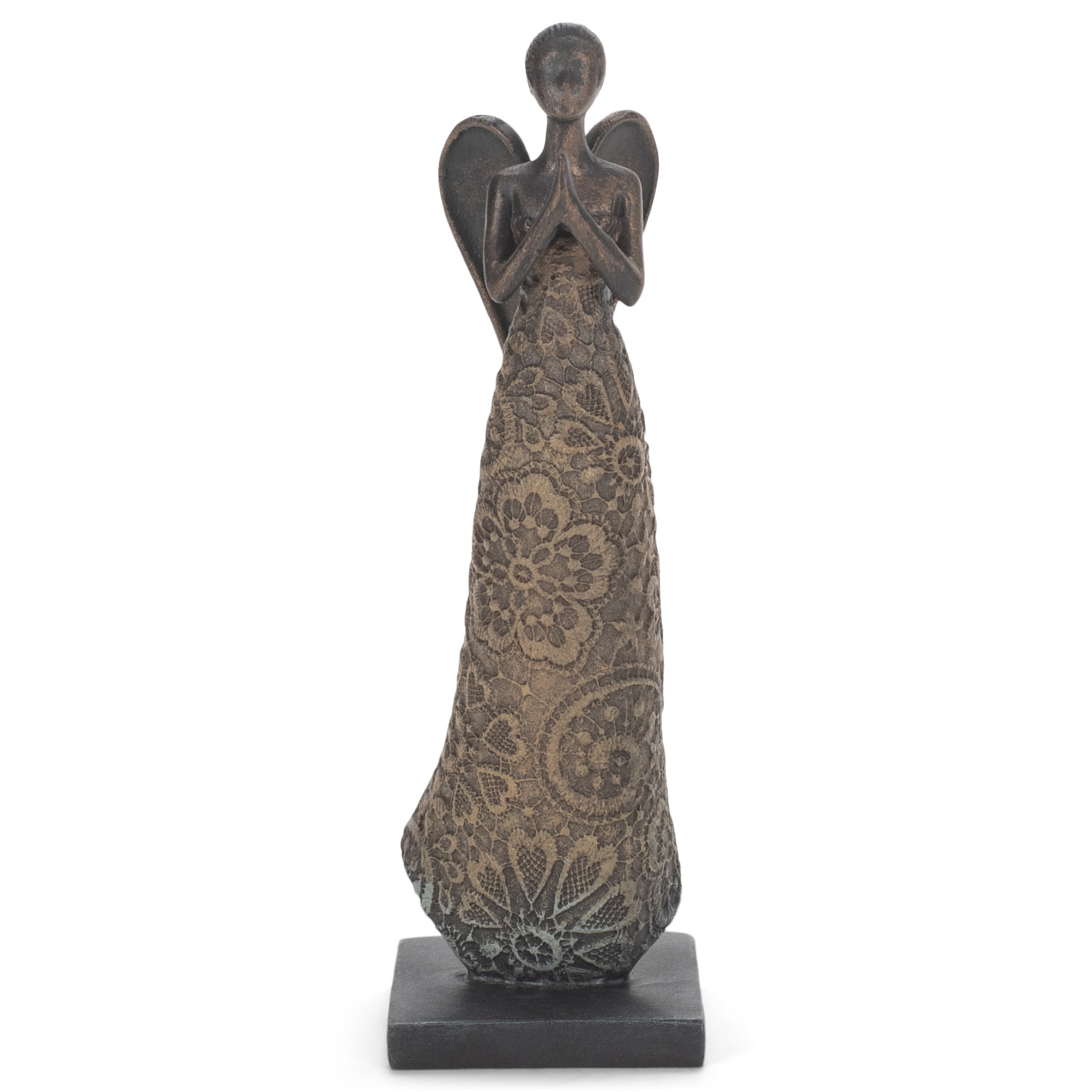 Goldstone Filigree Angel with Bird 12.5 inch Resin Decorative Tabletop Figurine 