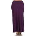 thumbnail image 3 of Moa Collection Women's Plus Size High Waist Foldable Elastic Band Relaxed Fit Solid Maxi Skirt, 3 of 4