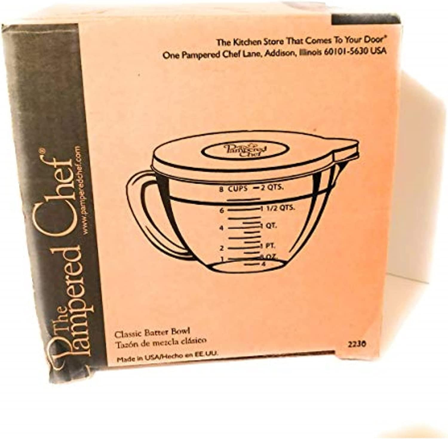 PAMPERED CHEF 2431 8 CUP GLASS CLASSIC BATTER BOWL NEW 2013 STYLE WITH