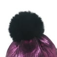 thumbnail image 4 of UTSJKR Women Skullies Beanie Hat, Winter Warm Glitter Sequin Knitting Bronzing Pom Pom Cap for Ladies Girls Purple, 4 of 5