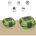 thumbnail image 2 of Pinnacle Thermoware 2-Pc Leak Proof Insulated Lunch Box Hot Food Container Set, Green, 2 of 8