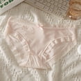 thumbnail image 2 of Ashirexll Seamless Underwear for Women, Ice Silk Underwear for Girls Summer Solid Color Mid Waist Quick Drying Lace Pink L, 2 of 3