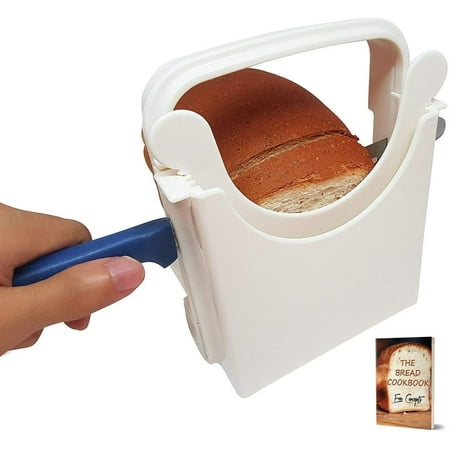 

Bread Slicer Guide For Homemade Bread With Rubber Feet Paddings and E-book | Loaf Cutter Machine - Foldable Adjustable & Customizable to 5 Thickness | Bagel/Sandwich/Toast Slicer |