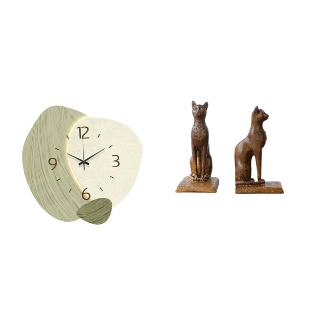 Reloj de pared,Reloj de pared silencioso Reloj de pared nórdico Decoración del hogar,Relojes decorativos para pared,oficina,aula,hogar.,Figura de mesa,Estatua de gato sujetalibros para