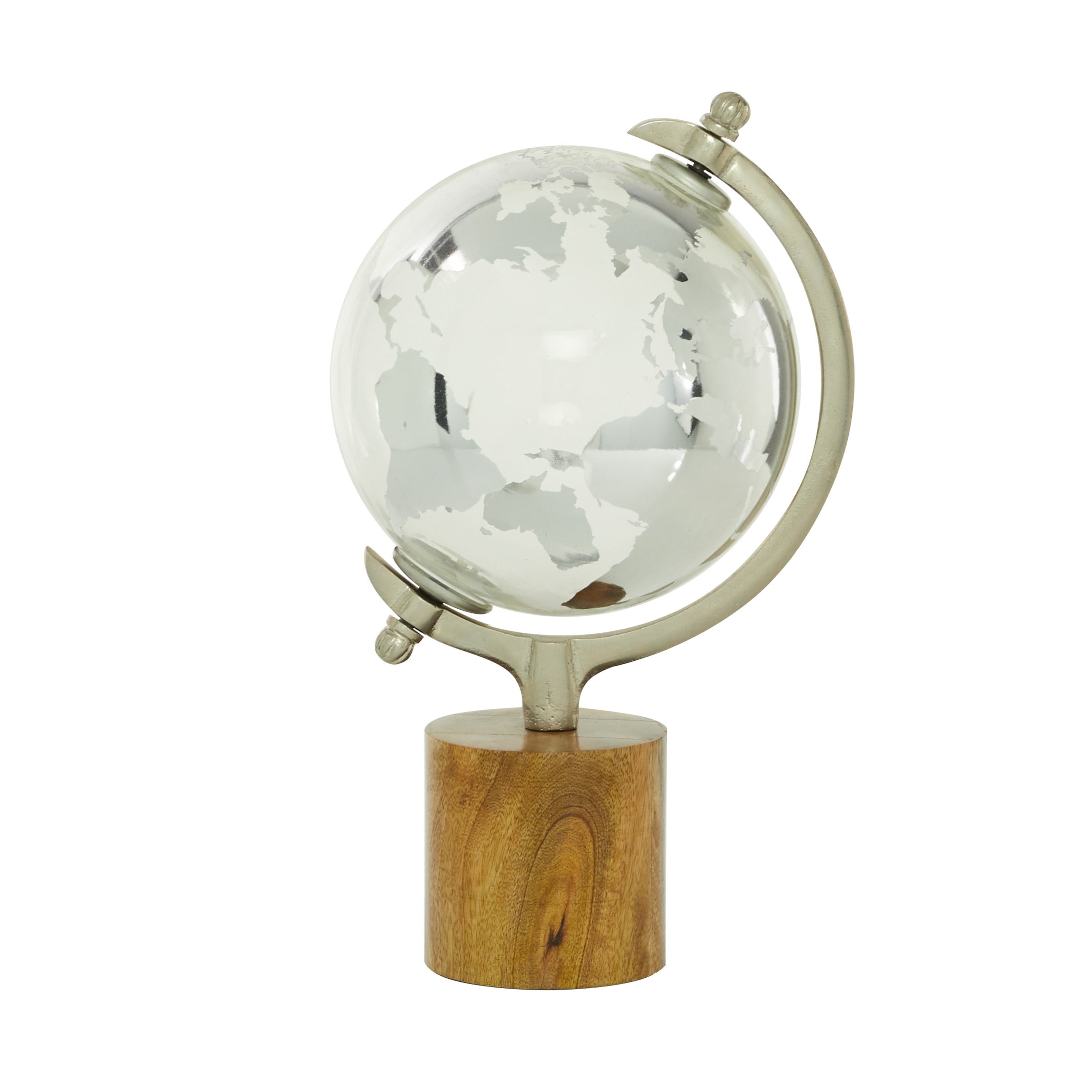 DecMode 8" Silver Globe with Brown Base