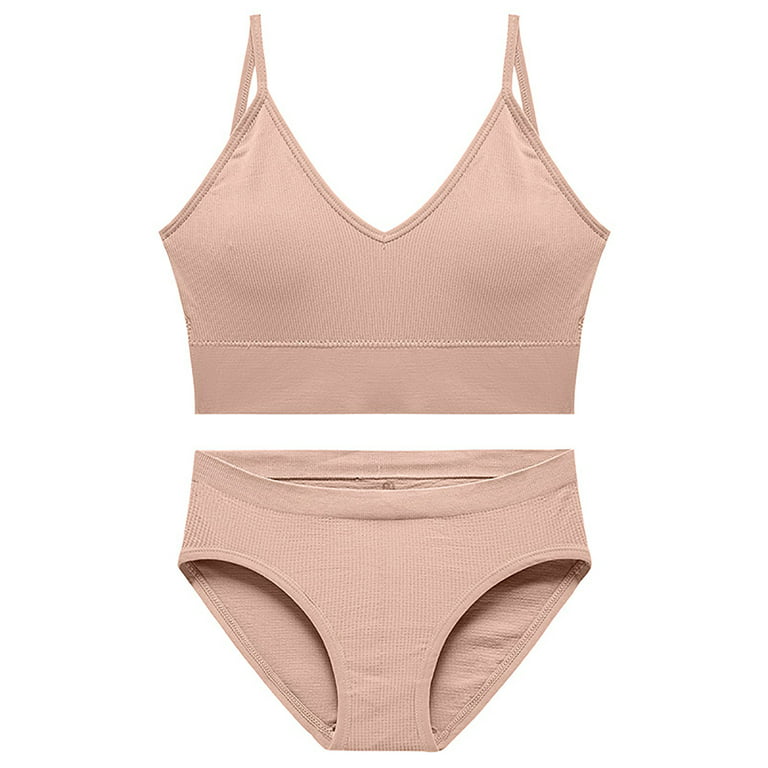 CLZOUD Womens Bra and Underwear Set Seam Pink Nylon,Spandex