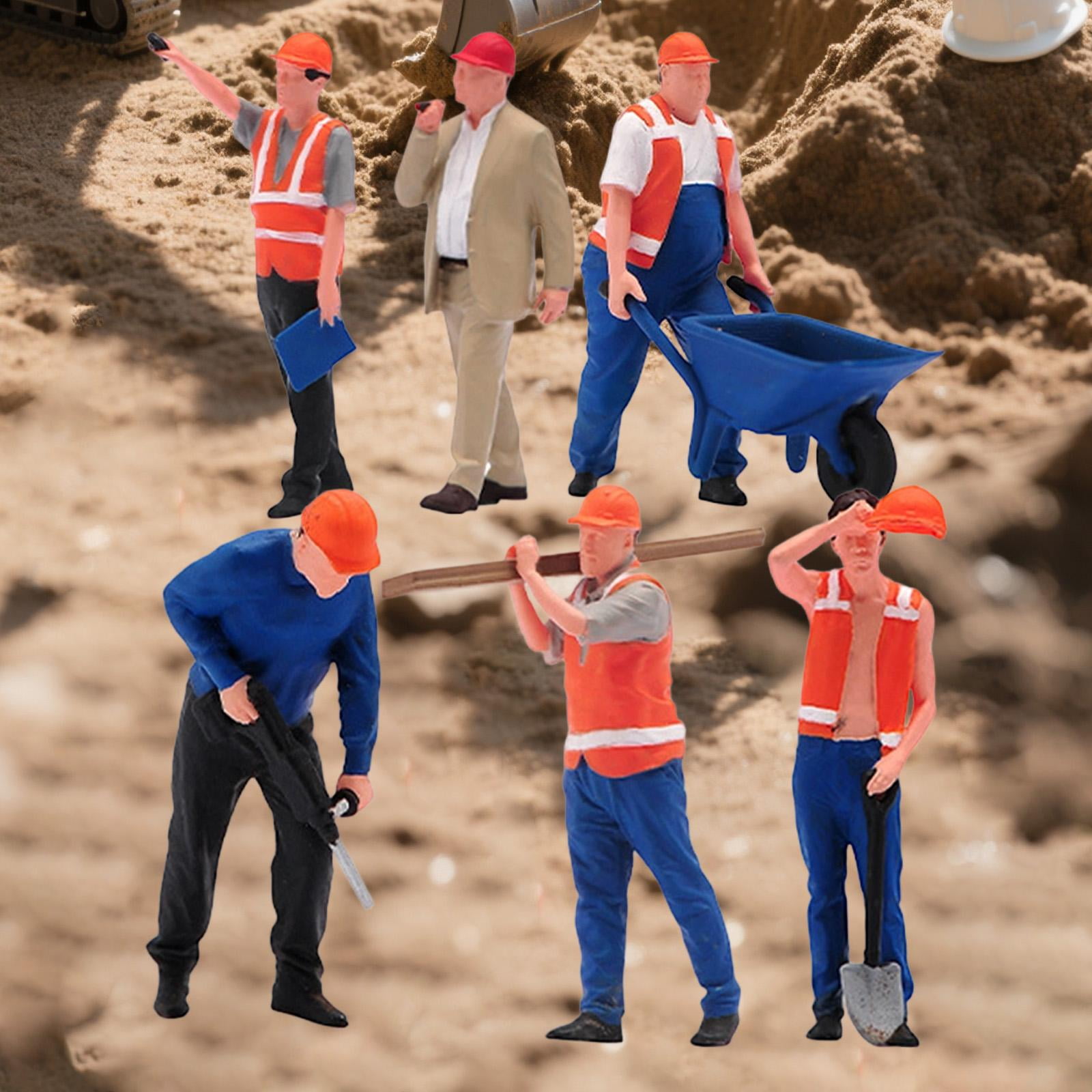 6 Pieces Miniature Figures Model Simulation Diorama Figure Resin Material for Collectors Home Display
