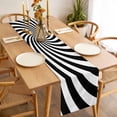 Abstract Swirl Lines Cotton Linen Table Runner 3D Black White ...