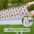 thumbnail image 6 of Stretchable Fabric Boho Tablecloth, 36 Inch Square Floral Print Cover with Fitted Edge for Indoor Outdoor Table Protection, 6 of 6