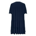 thumbnail image 6 of Ecqkame Womens Summer Casual Dress Loose Solid Color V Neck Short Sleeve Party Dress Pleated Hem A Line Beach Long Dress 01-Dark Blue L, 6 of 9