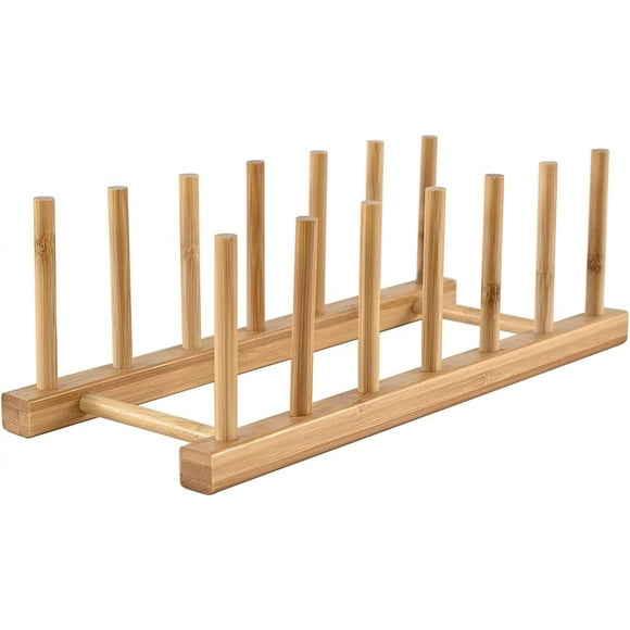 INNERNEED Home Basics Dish Rack Bamboo Wooden Plates Holder Kitchen Storage Cabinet Organizer for Dish/Plate/Bowl/Cup/Pot Lid/Cutting Board