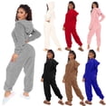 thumbnail image 3 of Conjunto de pijama con capucha para mujer, ropa de dormir de manga larga con cremallera, de felpa cálida, Sexy, a la moda, para invierno, 2024, 3 of 4