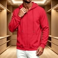 thumbnail image 6 of Delconic Mens Fleece Lined Zip Up Hooded Jacket Casual Long Sleeve Drawstring Hoodie Sweatshirt with Front Pockets Red 2XL, 6 of 6