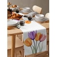 thumbnail image 3 of Table Runner Dresser Scarf 14 x 72 Inch Spring Orange Purple Pink X-ray Tulip Flower Leaf Table Runners Non-Slip Heat Kitchen Dining Table Decor for Indoor Outdoor Home Party Decoration, 3 of 7
