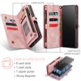 thumbnail image 2 of ELEHOLD Multi-Functional Wallet Case for Samsung Galaxy A14 5G,Large Capacity 8 Card Slots Zipper Purse Magnetic Detachable Phone Case with Wriststrap Luxury Leather Case, Pink, 2 of 10