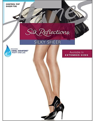 Control Top Sandal Foot Hanes Silk Reflection Panty hose 2 pair