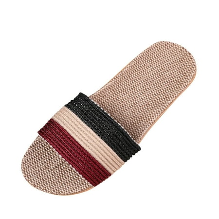 

Slippers For Fashion Ladies Women Breathable Bohemia Beach Slip On Shoes Flats Casual Sandals PU Black slipper for Women