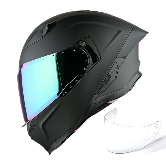 1Storm Motorcycle Full Face Helmet for Adults Men and Women Street Bike Racing Helmet DOT Approved with one Extra Clear Shield: KT828 Matt Black