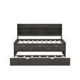 thumbnail image 6 of Euroco Wood Twin Size Daybed with Shelf, Wood Captain Bed with Drawers and Trundle Kids Teens, Antique Gray, 6 of 14