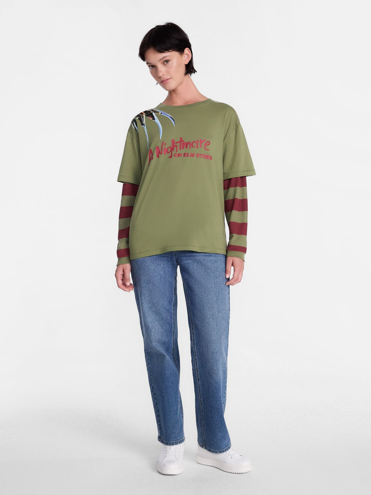 Disney Nightmare on Elm Street Women's Halloween Layered Look Graphic Tee, Sizes XXS-XXL