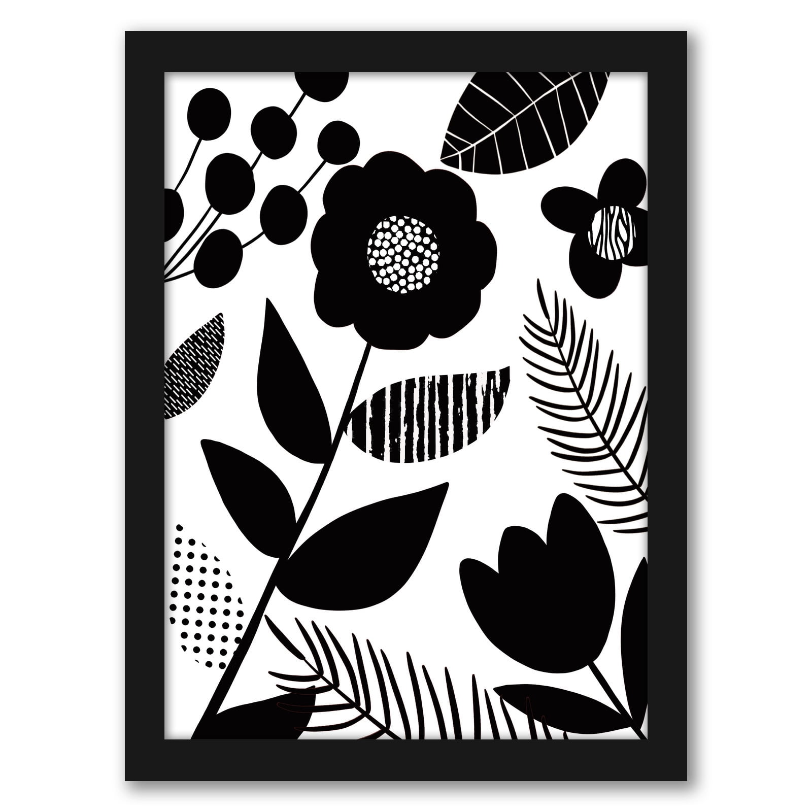 Americanflat Bw Floral Illust By Lisa Nohren Black Frame Wall Art Walmart Com