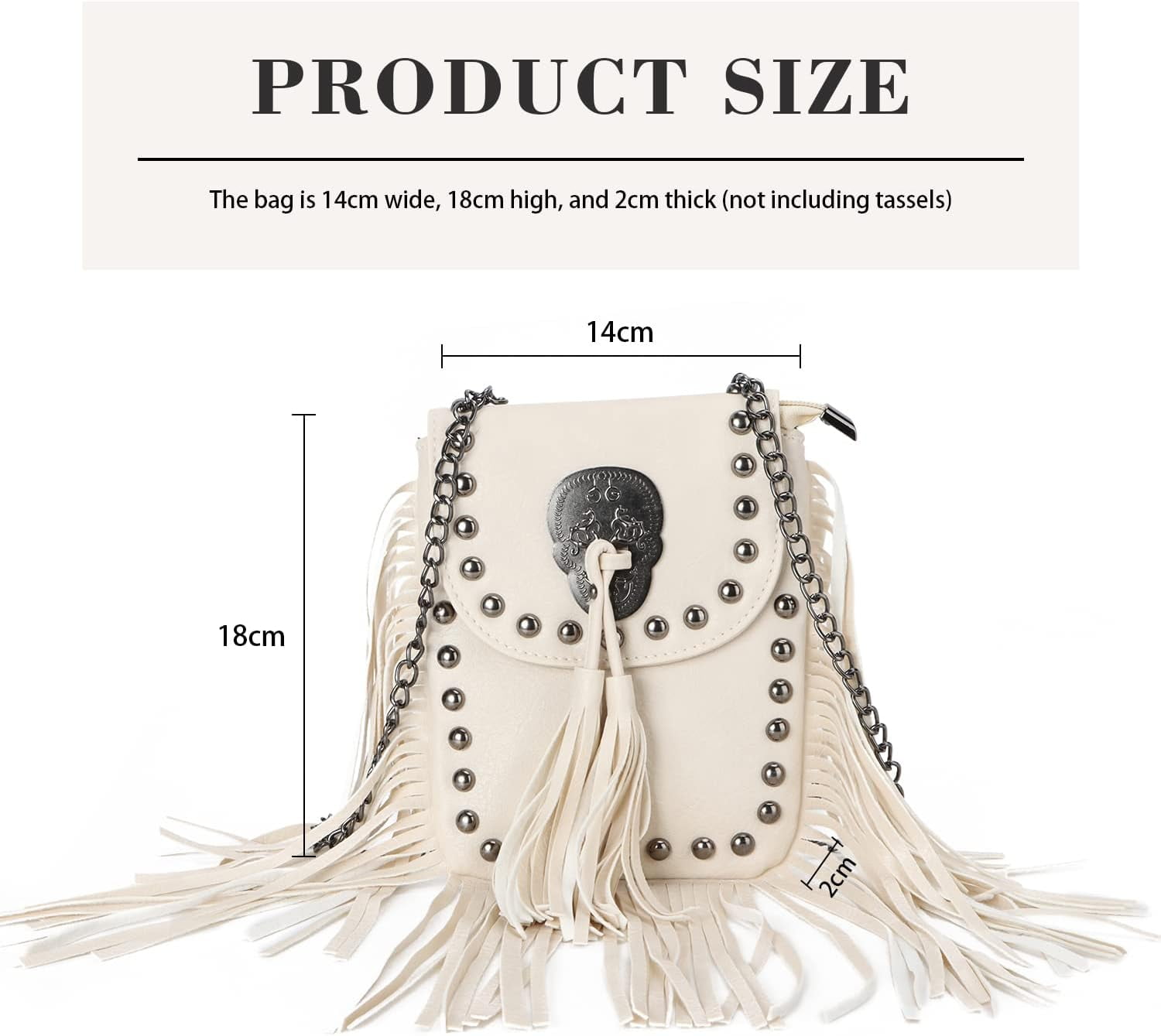 Leather Skull Fringe Purses for Women Black Tassel Shoulder Crossbody Bag Unique Gothic Punk Satchel Handbag