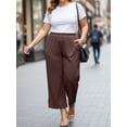 thumbnail image 6 of Gleelist Women's Plus Size Wide Leg Pants Lightweight Casual High Waist Side Slit Flowy Lounge Trouser With Pockets XL-5XL, 6 of 7
