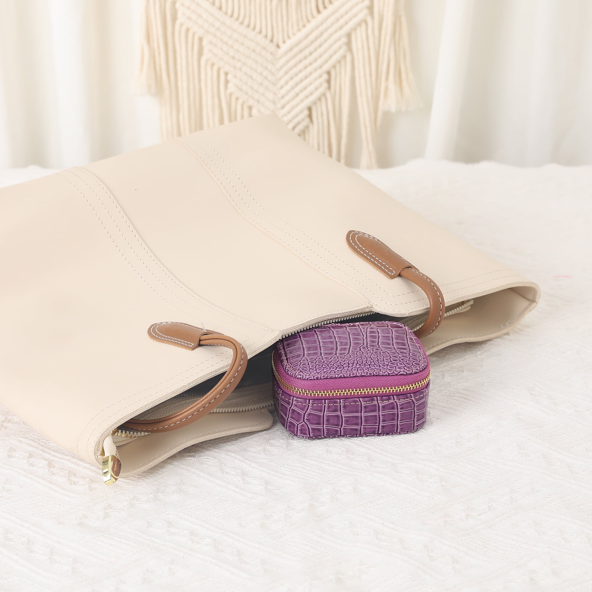 Unique Bargains Travel Jewelry Box Organizer Case Purple
