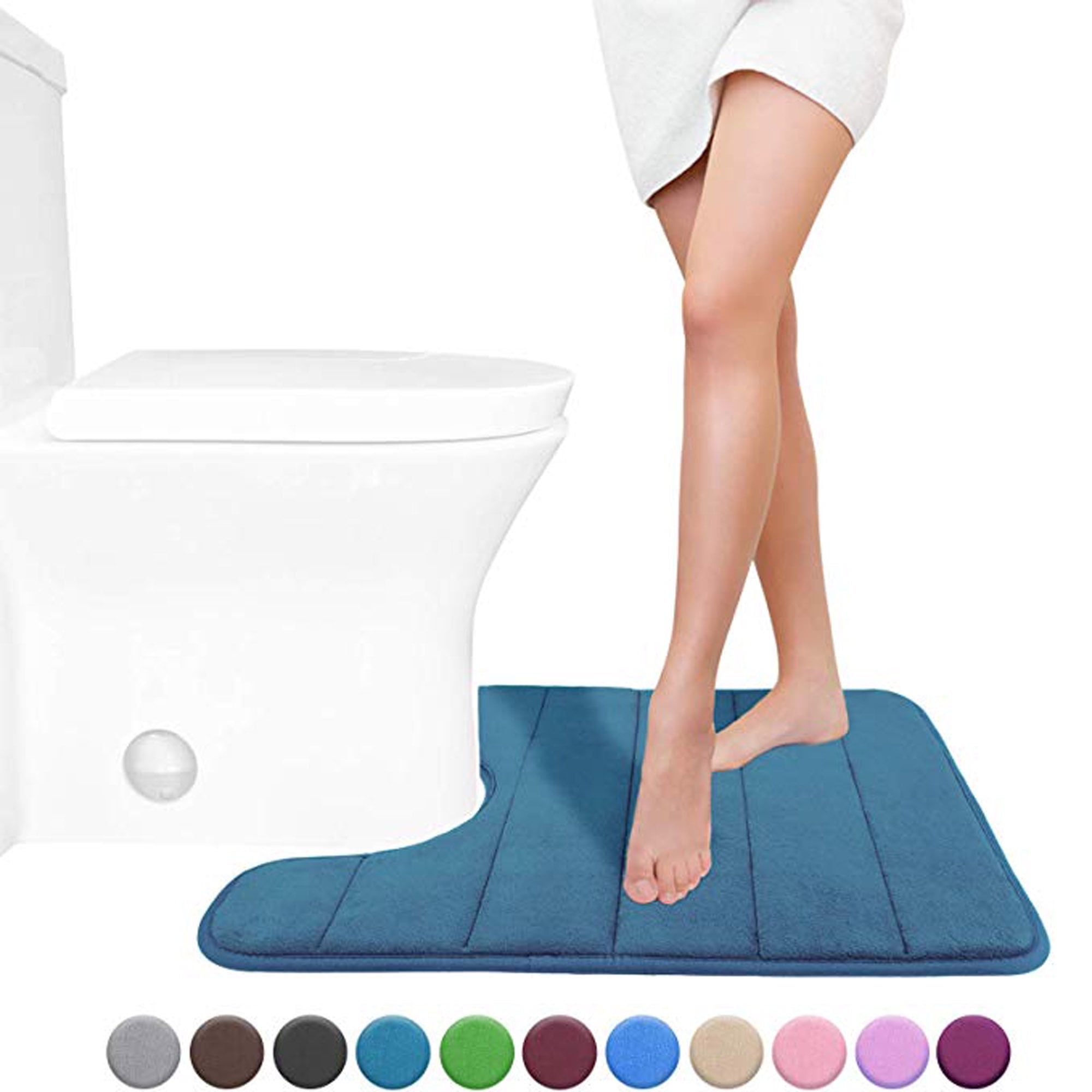 NK HOME 24" X 20" Bath Mat for Toilet Memory Foam UShaped Bath Rug